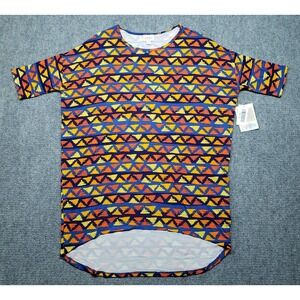 LulaRoe Irma Top Tunic Womens XS Multicolor Aztec Round Neck Short Sleeve New